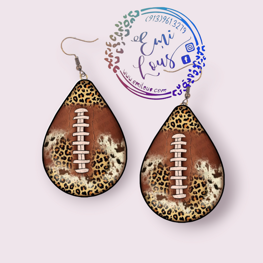 Football Laces Leopard Earrings
