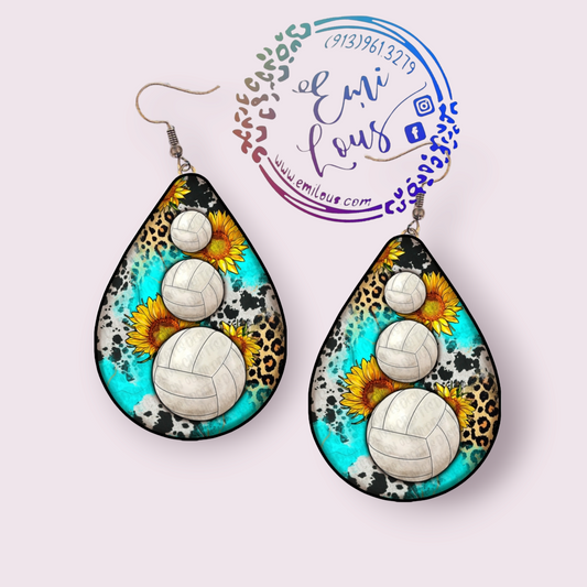 Volleyball/Sunflower/Turquoise Earrings