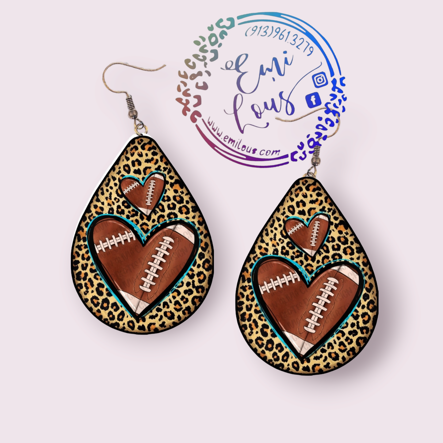 Football Heart Earrings