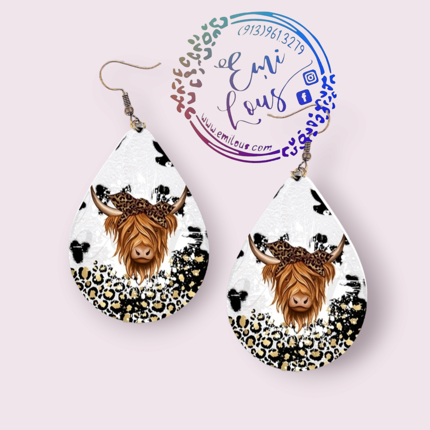 Highland Cow Leopard Earrings