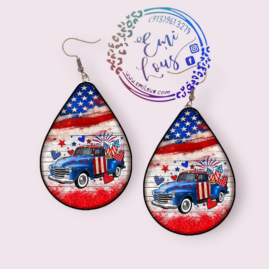 Truck/4th of July Earrings