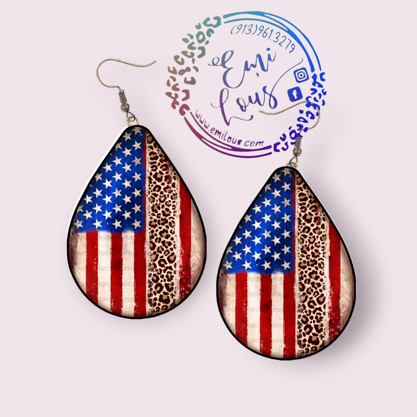 Flag/Leopard Earrings