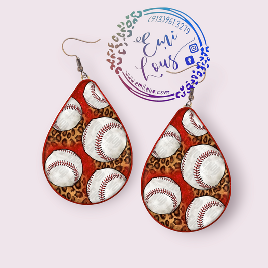 Baseball/Leopard Earrings