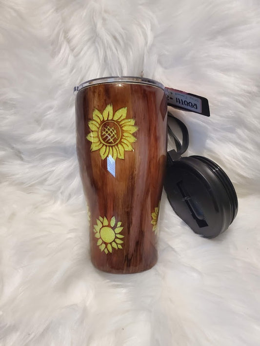 Sunflowers and Wood grain Tumbler