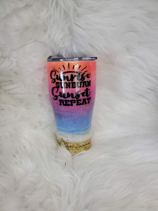 Sunrise Sunburn Sunset Repeat Tumbler